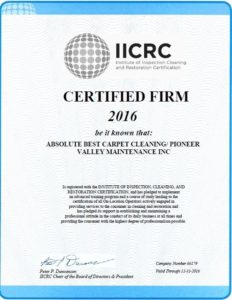 White and Blue IICRC Certified Certificate