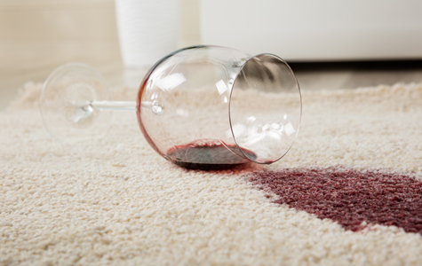 Red Wine Spilled on White Carpet